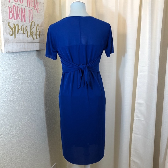 COS Blue Shift Dress Mesh Sleeve Tie Back, S NWT - Picture 6 of 8